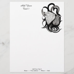 White Wolf mit Raven Tribal Art Briefbogen