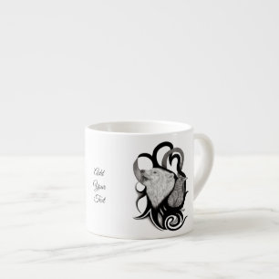 White Wolf mit Raven Tribal Art Espressotasse