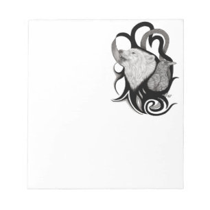 White Wolf mit Raven Tribal Art Notizblock