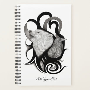 White Wolf mit Raven Tribal Art Planer