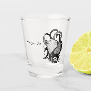 White Wolf mit Raven Tribal Art Schnapsglas