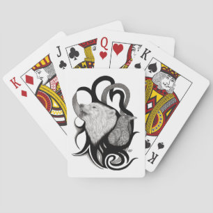 White Wolf mit Raven Tribal Art Spielkarten