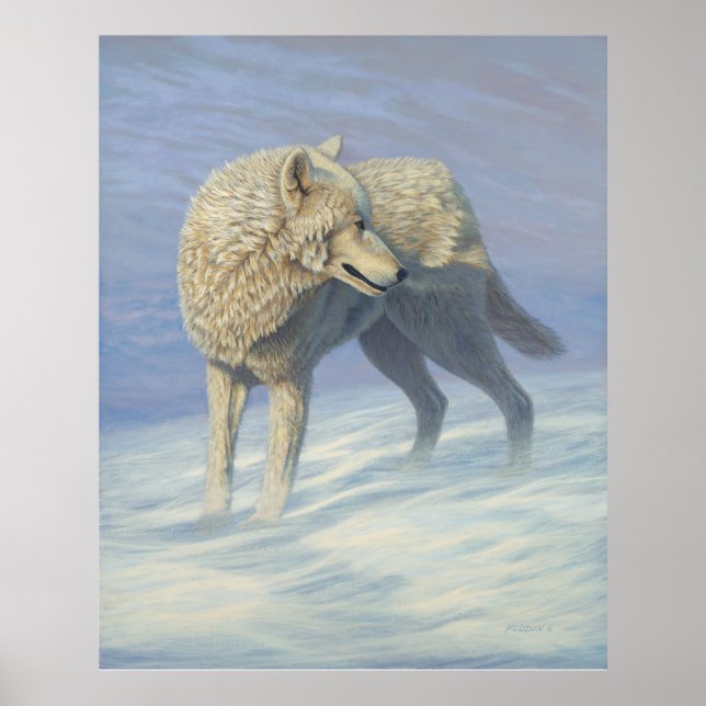 White Wolf Painting - Poster (Vorne)