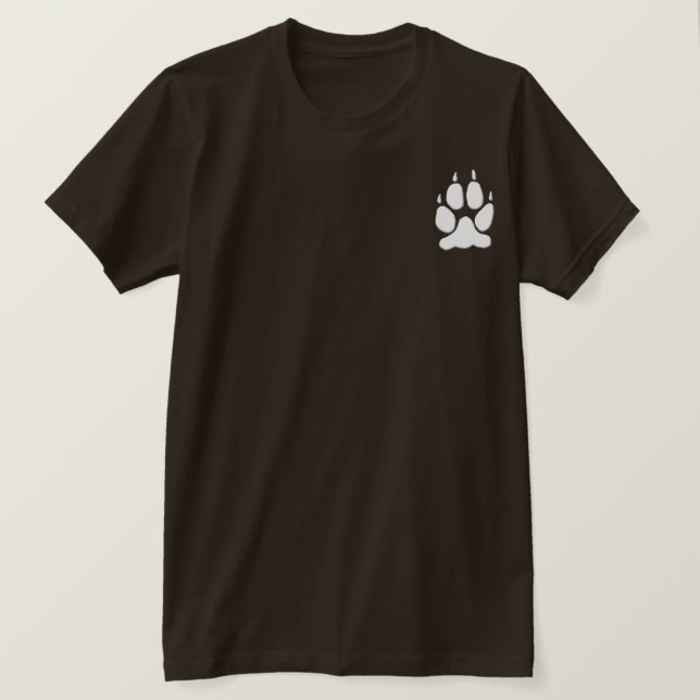 White Wolf Paw Print Silhouette T-Shirt (Design vorne)