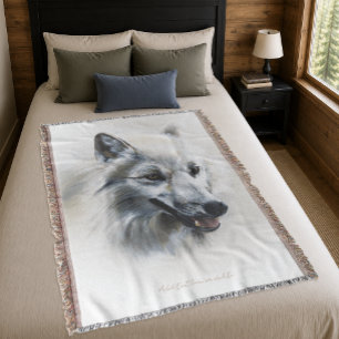 White Wolf Portrait Decke