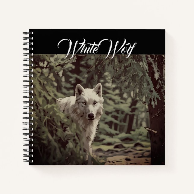 White Wolf Spirit Animal Personal Black Journal Notizbuch (Vorderseite)