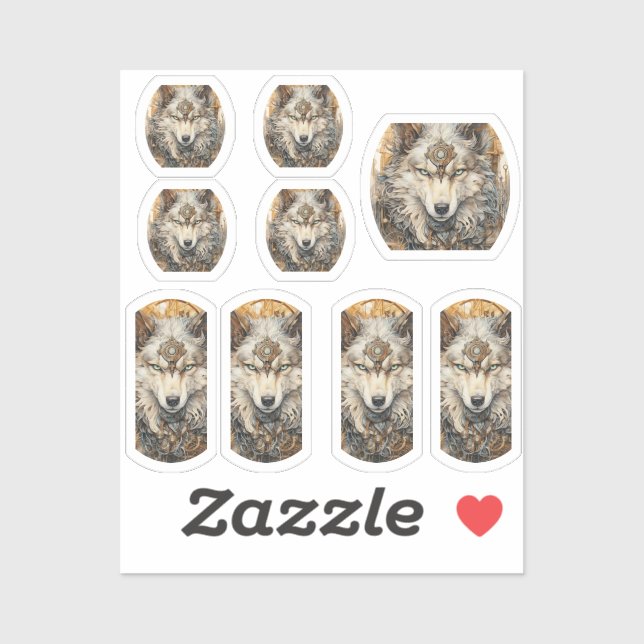 White Wolf Steampunk Solarpunk Aufkleber (Blatt)