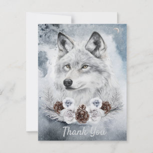 White Wolf Watercolor Winter Postkarte