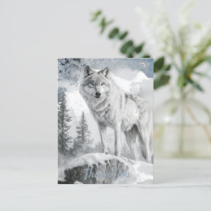 White Wolf Watercolor Winter Postkarte