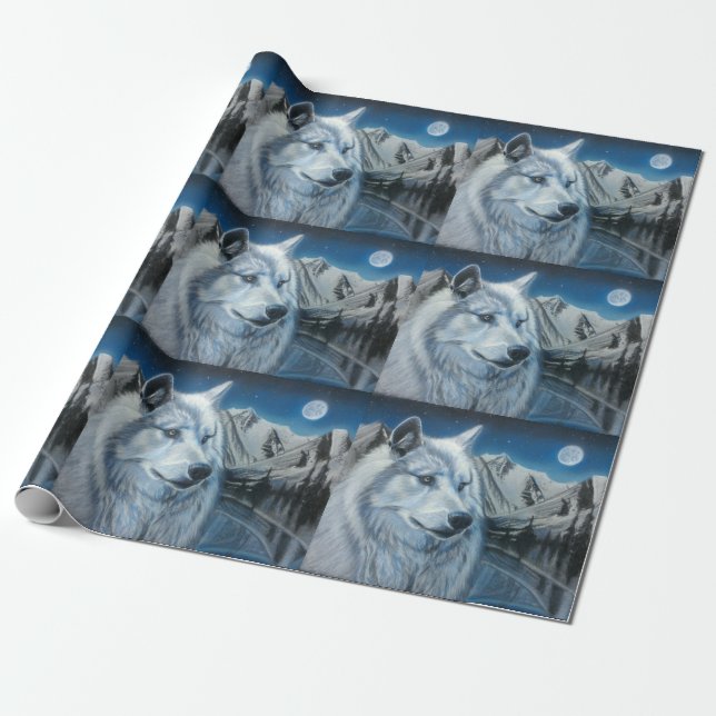 White Wolf Wrapping Paper Geschenkpapier (Ungerollt)
