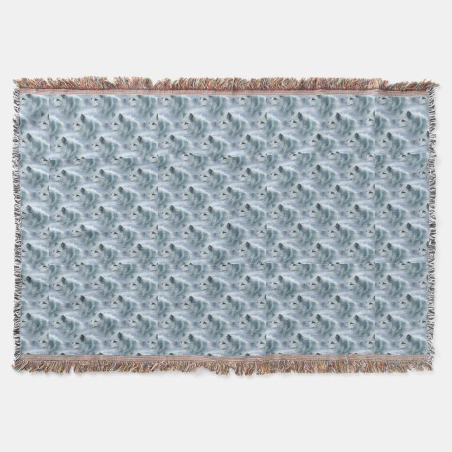 White Wolves Design Throw Blanket Decke (Vorderseite)