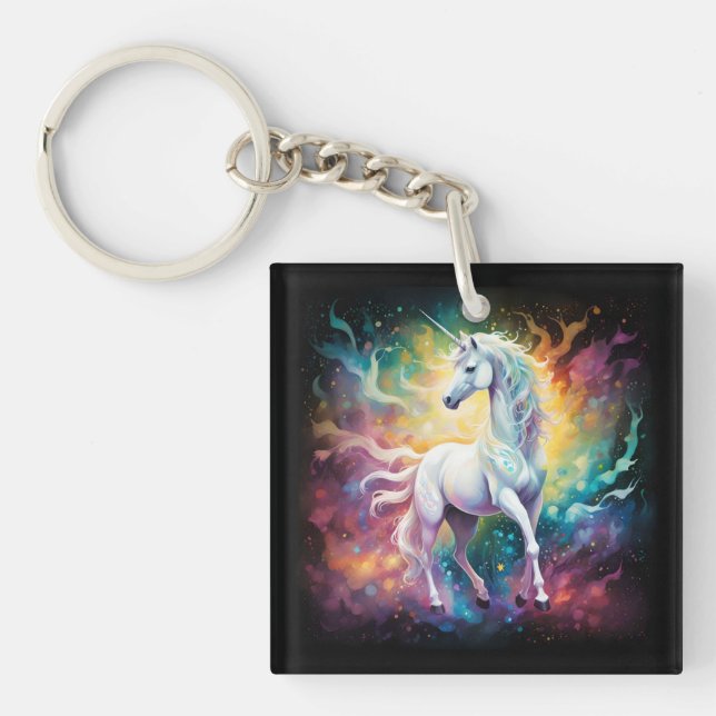 White Wonder: Das spektralweiße Einhorn Schlüsselanhänger (Vorderseite)