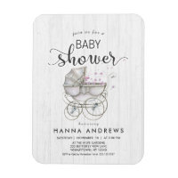 White Wood & Carriage Girl Kinderdusche Einladung