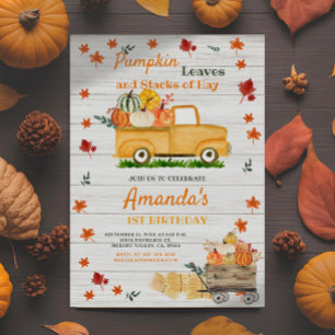 White Wood Fall Harvest Pumpkin Truck Pumpkin Einladung