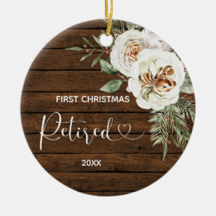 White Wood Floral Weihnachten müde Keramik Ornament