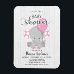 White Wood Pink Elephant Baby Dusche Einladung Magnet<br><div class="desc">Chic White Wood & Whimsical Baby Elephant und Ballon Girl Baby Shower Einladung! Passen Sie es an,  indem Sie Ihre Informationen hinzufügen! Karo in meinem Shop um die ganze Kollektion mit diesem Design zu sehen!</div>