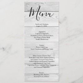 White Wood Rustic Chic Wedding Menu Menükarte