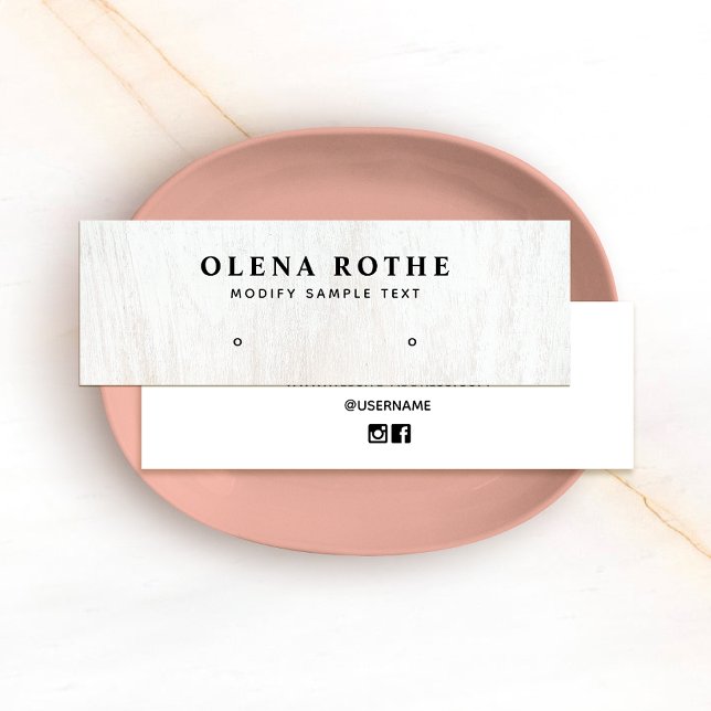 White Wood Stud Earring Juwelier Display Telefonnummerkarte (Von Creator hochgeladen)