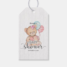 White Wood & Teddy Bear Girl Baby Dusche Vielen Da