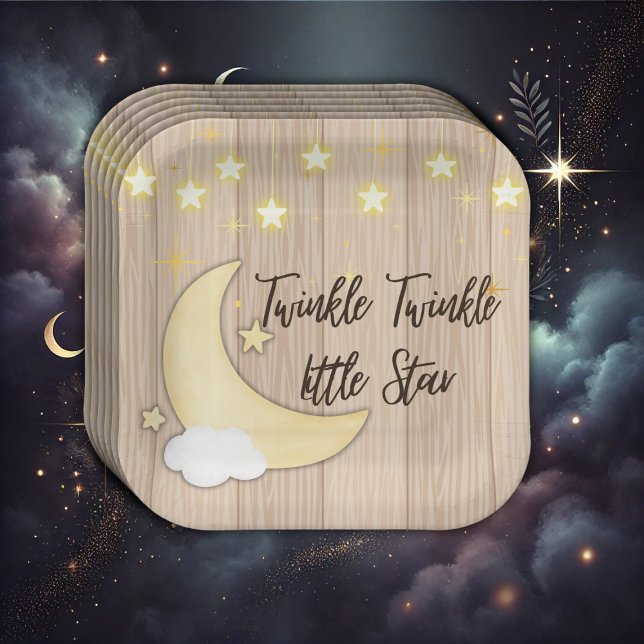 White Wood Twinkle Twinkle Little Star Baby Dusche Pappteller (Von Creator hochgeladen)