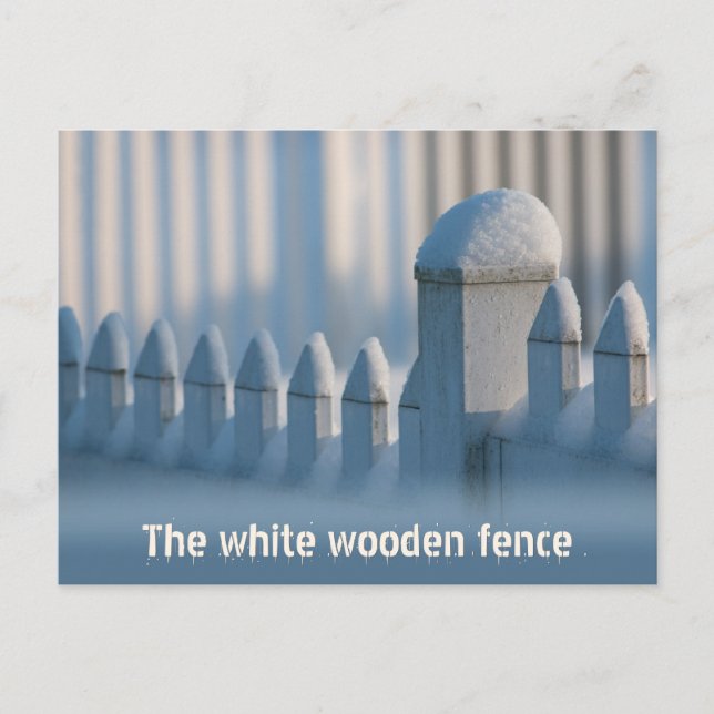 White wooden fence CC0684 Winter Sun Postcard Postkarte (Vorderseite)