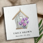 White Wooden Rustic Purple Tulip Floral Birdhouse  Fliese<br><div class="desc">If you need any further customisation please feel free to message me on yellowfebstudio@gmail.com.</div>