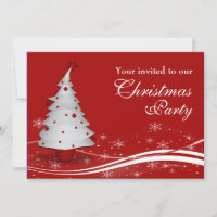 White Xmas Tree on Red Background Weihnachts-Party