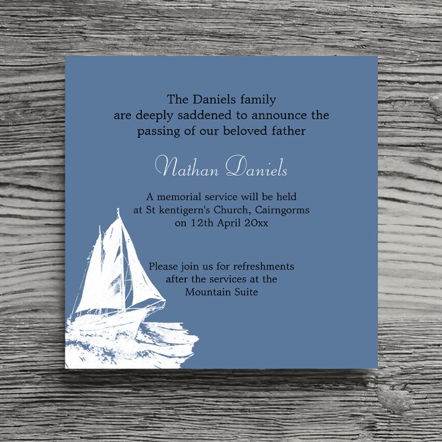White Yacht Funerity Announcement Card Einladung (Von Creator hochgeladen)