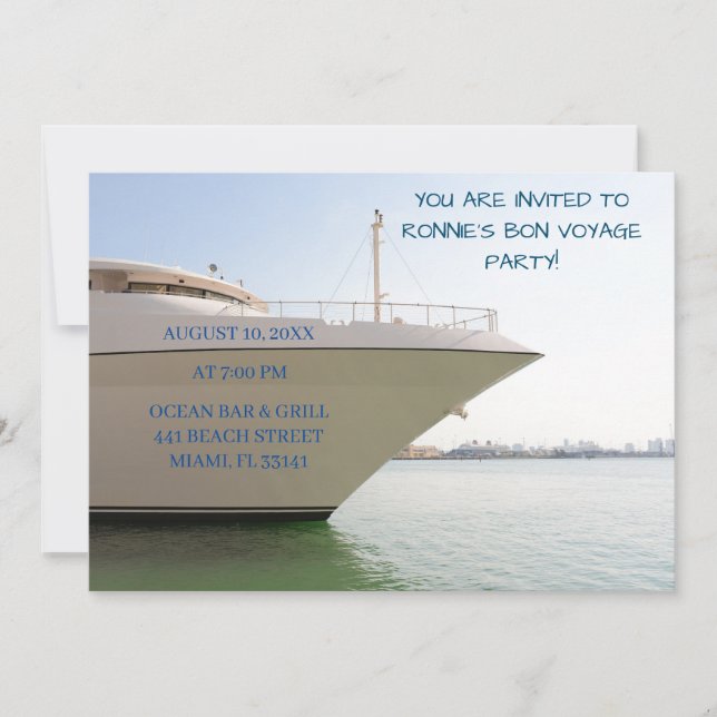 White Yacht & Ocean Retirement Boat Einladung (Vorderseite)