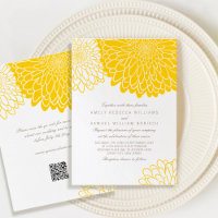 White Yellow Chrysanthemum Simple QR UAWG Wedding