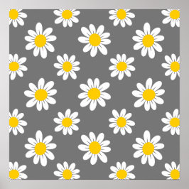 White Yellow Daisies Poster