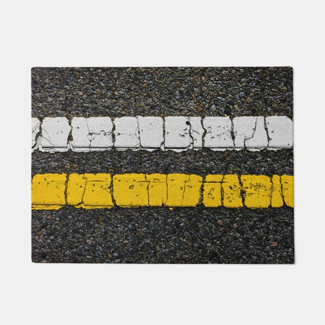 White Yellow Double Line Fußmatte (Vorderseite)