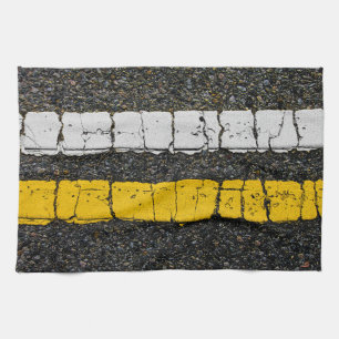 White Yellow Double Line Geschirrtuch