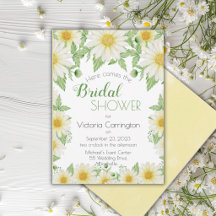 White Yellow Floral Daisies Script-Brautparty