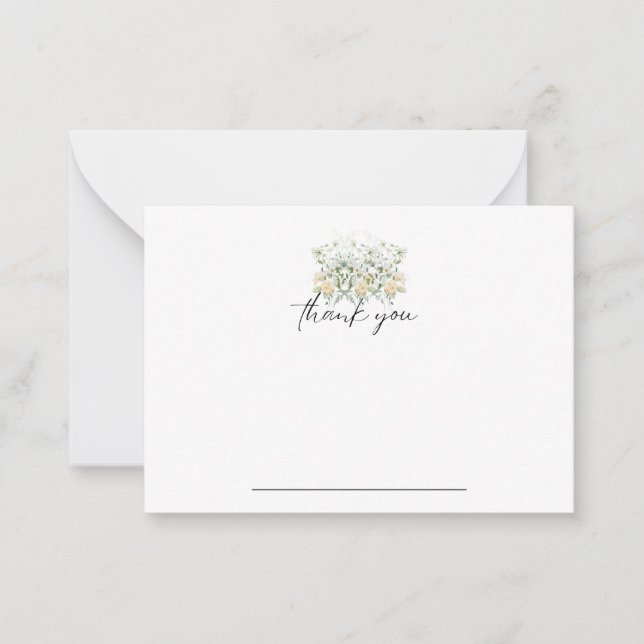 White & Yellow Floral Notecard Vielen Dank Mitteilungskarte (Vorderseite)