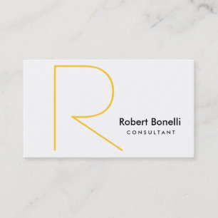 White Yellow Monogram Consultant Business Card Visitenkarte
