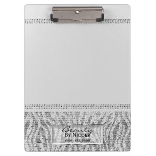 White Zebra Glitzer Granite Glam Personalisiert Klemmbrett