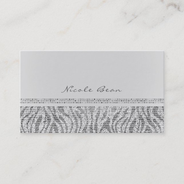 White Zebra Sparkle Sequins Glam Chic Modern Visitenkarte (Vorderseite)