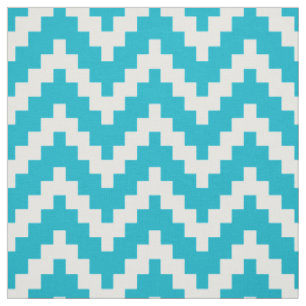 White Zigzag Ikat & Custom Türkise Hintergrund Stoff