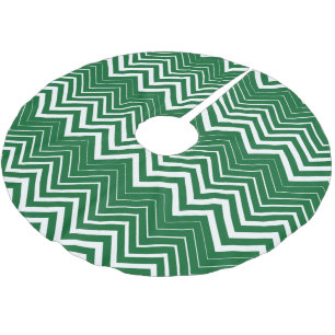 White Zigzag Zickzack über grünem Hintergrund Polyester Weihnachtsbaumdecke