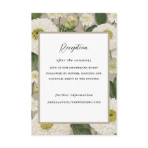 White Zinnia Flower Mariage Réception Invitation