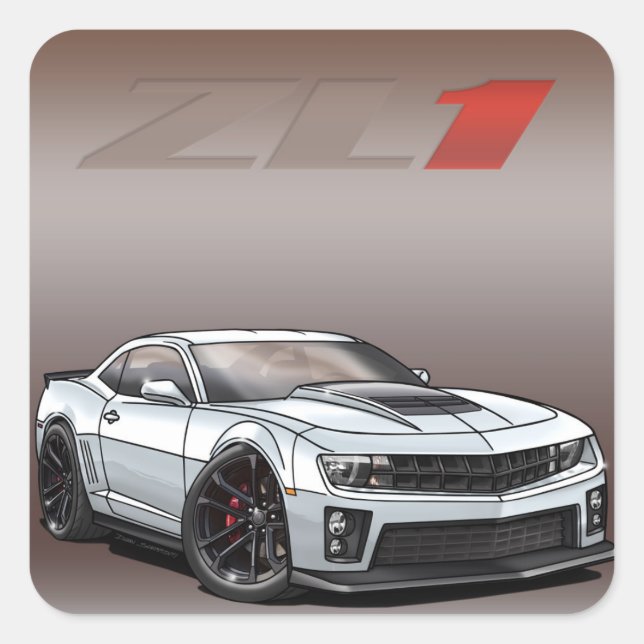 White_ZL1 Quadratischer Aufkleber (Vorderseite)