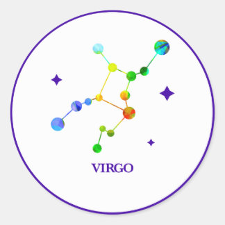 White Zodiac Virgo Regenbogenaufkleber Runder Aufkleber