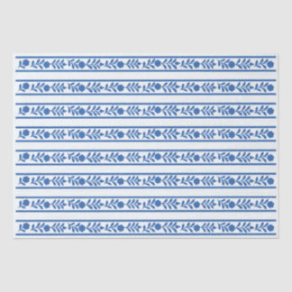 Whiteblue Bone Inlay Floral Border Decoupage Paper Seidenpapier
