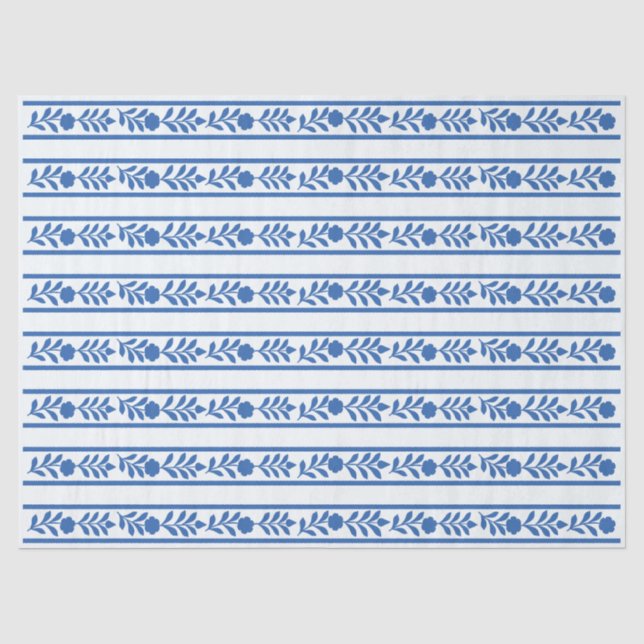 Whiteblue Bone inlay Floral Border Decoupage Paper Seidenpapier (Vorderseite)