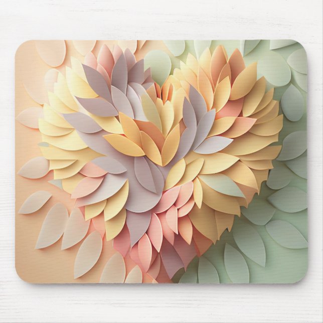 Whitecal 3D Pastell Paper Heart Mousepad (Vorne)