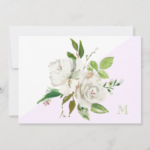 Whitecolor Floral Monogram Note Card Dankeskarte