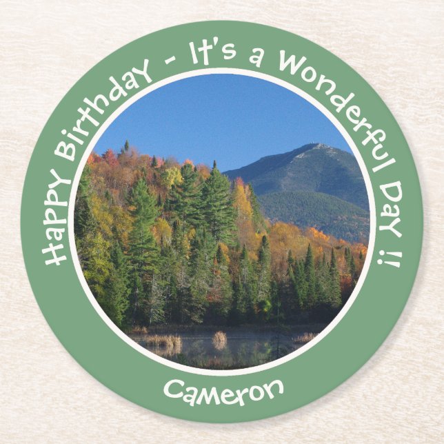Whiteface Mountain, Autumn Party Items von Adirond Runder Pappuntersetzer (Vorderseite)