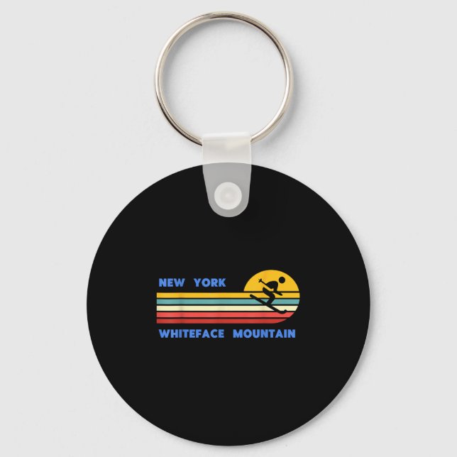 Whiteface Mountain New York Skiing Skier Ski Retro Schlüsselanhänger (Vorderseite)