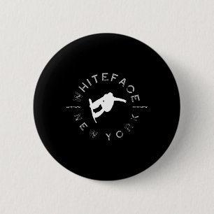 Whiteface Mountain New York Vintag Retro Snowboar Button